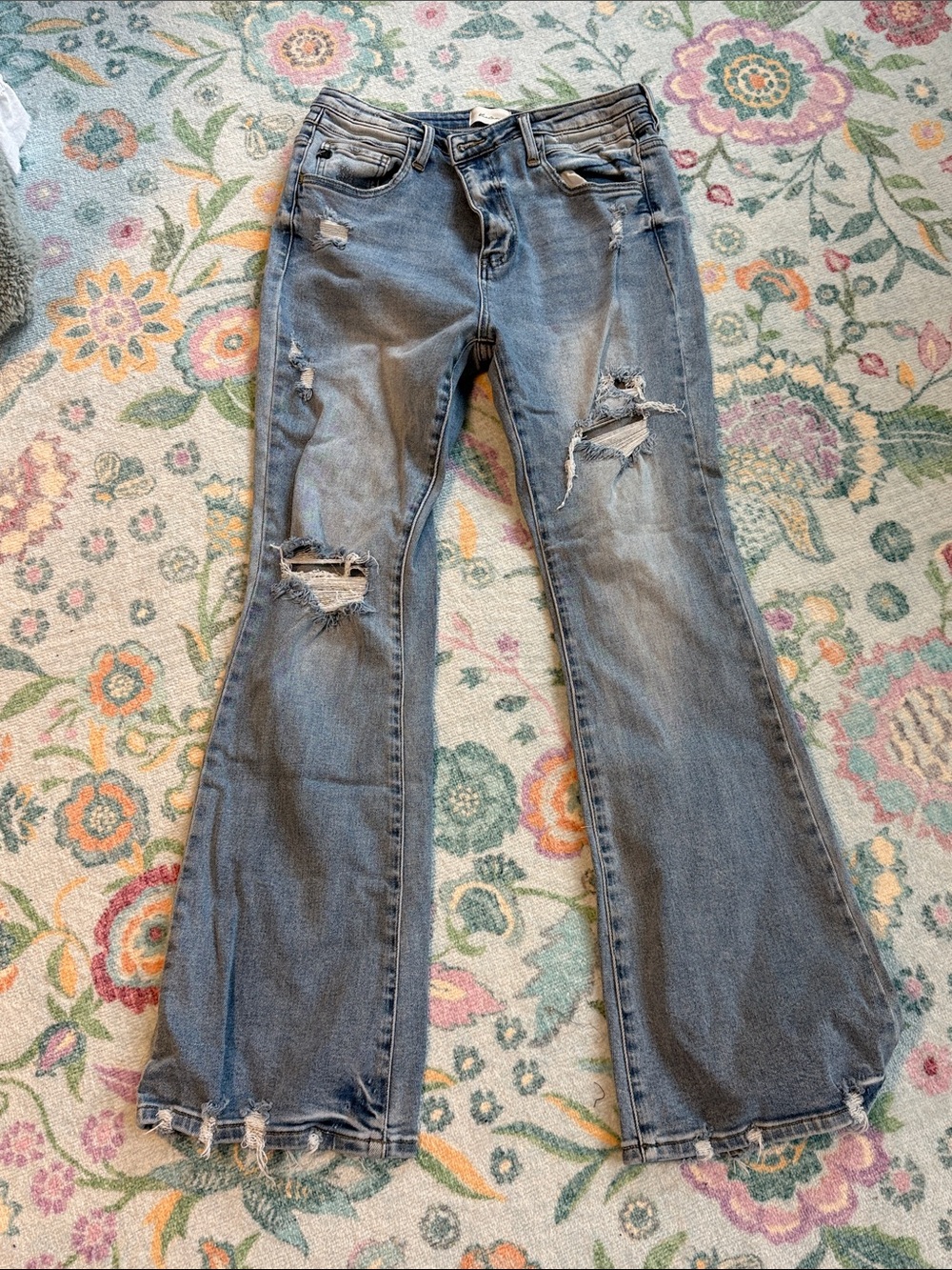 KanCan Light Blue Distressed Flare Jeans 13
